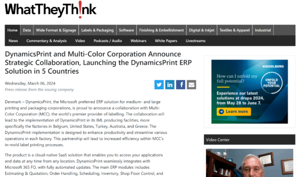 DynamicsPrint and Multi-Color Corporation Announce Strategic Collaboration